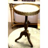 Louis XVI style brass mounted marble top lamp table, H: 58 cm. Not available for in-house P&P.