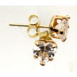 9ct gold, white stone set earrings, 0.7g. P&P Group 1 (£14+VAT for the first lot and £1+VAT for