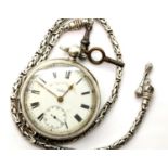 Hallmarked silver open face pocket watch with a white metal coin by J.G Graves. P&P Group 1 (£14+VAT