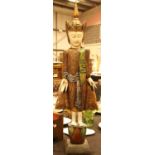 Tall carved and painted Indian figurine, H: 122 cm. Not available for in-house P&P.