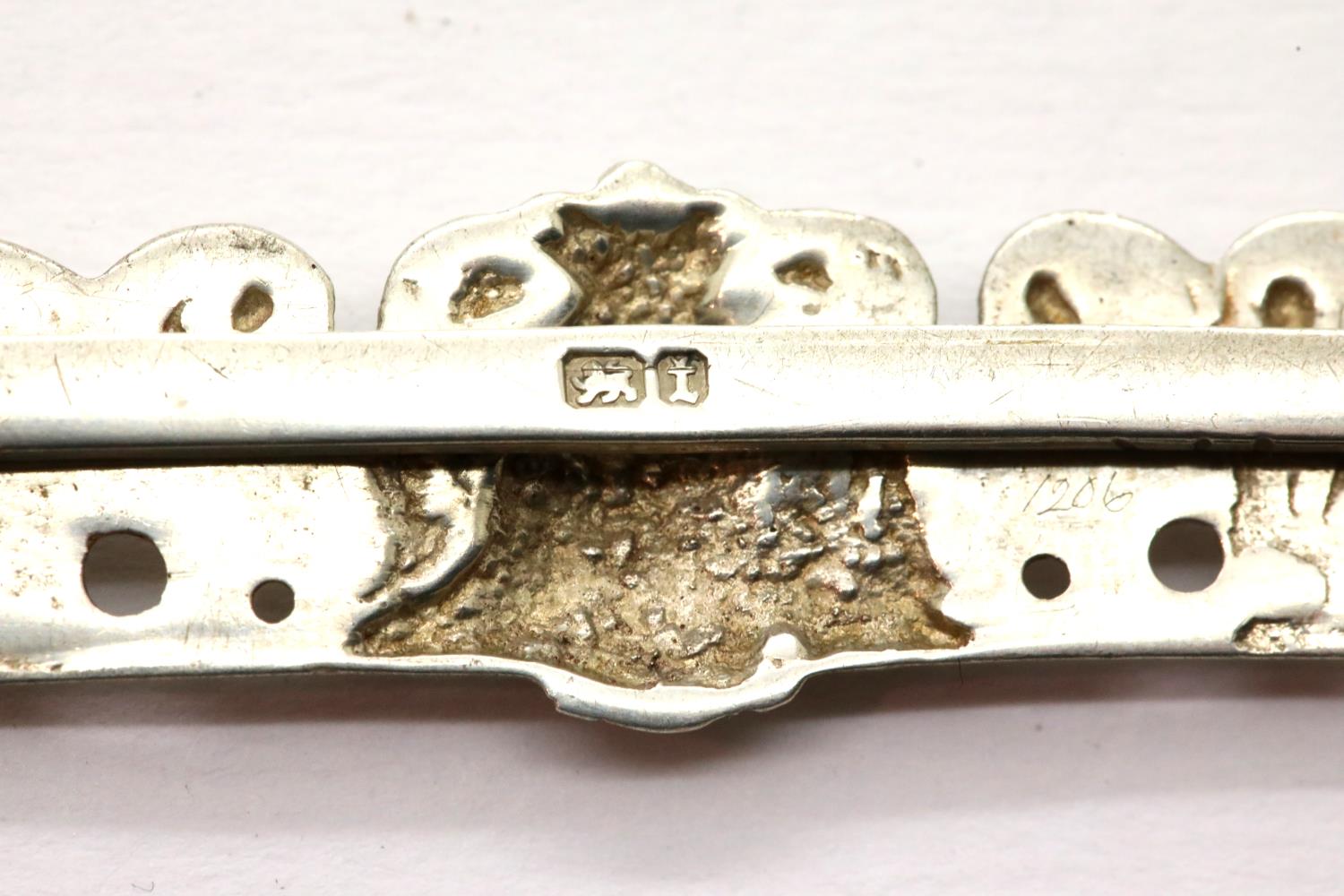 Victorian hallmarked silver relief designed buckle with three tangs, Birmingham assay 1893, 36g. P&P - Image 3 of 4
