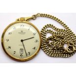 Waltham 17 jewel date pocket watch on a gold plated chain. P&P Group 1 (£14+VAT for the first lot