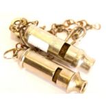 Air Ministry whistle marked 293/AA/22 con 140 and another. P&P Group 1 (£14+VAT for the first lot