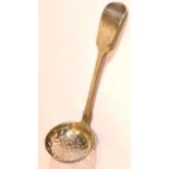 Victorian hallmarked silver sifting spoon, London assay 1861, 50g. P&P Group 1 (£14+VAT for the