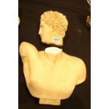 Large stone effect Grecian type head and shoulders bust of Hermes. H: 46 cm. Decapitated. Not