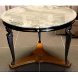 19thC French Empire Egyptian revival circular table, ormolu mounted with green marble top, D: 70 cm.