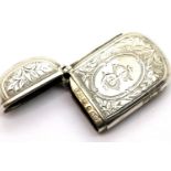 Victorian George Unite hallmarked silver vesta case, Birmingham assay 1879. P&P Group 1 (£14+VAT for