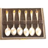 Boxed set of six hallmarked silver Tigers Eye spoons, total weight 55g. P&P Group 1 (£14+VAT for the