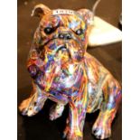 Colourful seated resin Bulldog, H: 29 cm. P&P Group 3 (£25+VAT for the first lot and £5+VAT for