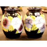 Two imitation Moorcroft vases, made in China in the 1970s. P&P Group 3 (£25+VAT for the first lot