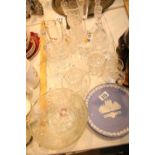 Quantity of mixed glassware including crystal and Wedgwood. Not available for in-house P&P.
