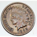 1893 - USA Indian Cent. P&P Group 1 (£14+VAT for the first lot and £1+VAT for subsequent lots)
