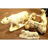 Three cast African animal figurines. P&P Group 2 (£18+VAT for the first lot and £3+VAT for