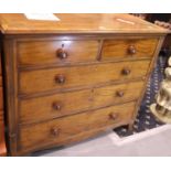 Victorian chest of two short over three long mahogany drawers with inlaid decoration, 124 x 55 x 106