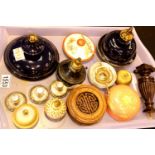 19th and 20th century spares including porcelain lids, candlestick sconces, etc. P&P Group 3 (£25+