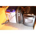 Three electrical items, 230v cooler, vacuum and shredder. Not available for in-house P&P.