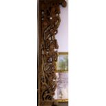Relief carved wooden Indian support with soldiers standing and mounted, 85 x 47 cm max. Not