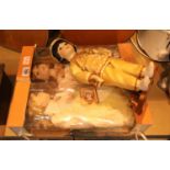 Three collectable ceramic headed dolls, two boxed. Not available for in-house P&P.