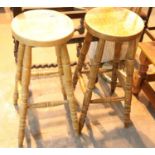 Two wooden breakfast bar stools. Not available for in-house P&P.
