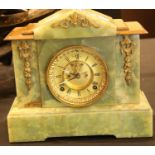 Large Ansonia American onyx chiming mantel clock. P&P Group 3 (£25+VAT for the first lot and £5+