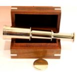 Boxed chrome small telescope. P&P Group 1 (£14+VAT for the first lot and £1+VAT for subsequent lots)