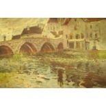 After Alfred Sisley (1839-1899) 1965 dated museum poster by Kunstkreis Luzern, bridge at moet, 55