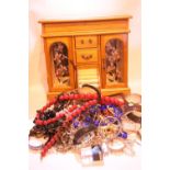 Box of costume jewellery and jewellery box. Not available for in-house P&P.