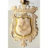 9ct rose gold watch chain fob engraved with Masonic square and compass, 5.8g. P&P Group 1 (£14+VAT