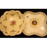 Large Edelstein floral plate and a hand painted continental example. P&P Group 2 (£18+VAT for the