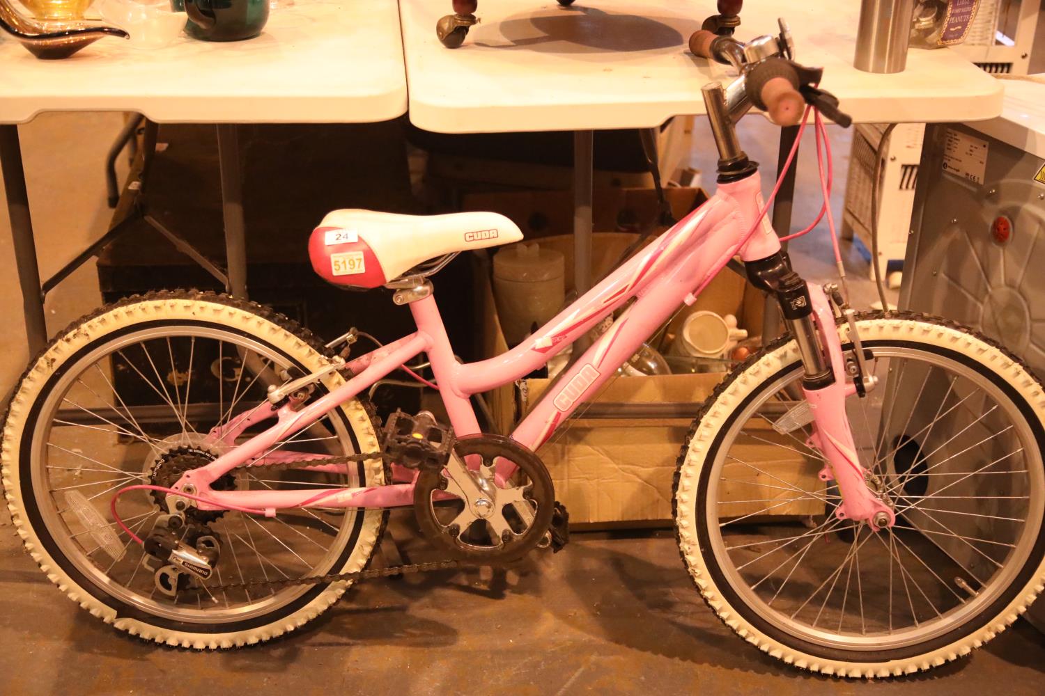 Small pink girls bike with 12 inch frame and 20 inch wheels. Not available for in-house P&P