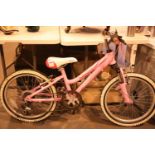 Small pink girls bike with 12 inch frame and 20 inch wheels. Not available for in-house P&P