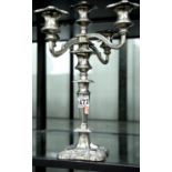 Silver plated four branch candelabra with central sconce, H: 32 cm. P&P Group 3 (£25+VAT for the