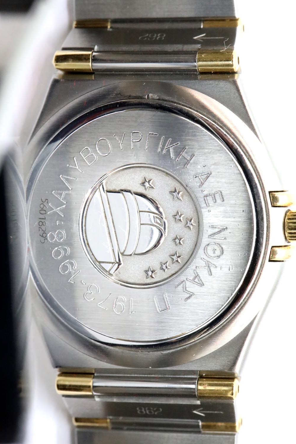 Omega Constellation 34mm wristwatch, 18K on a stainless steel bar bracelet. Bracelet: 17.5 mm, L: - Image 2 of 2
