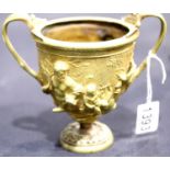 19th century Grand Tour gilt bronze representation similar to the Warwick Vase, H: 15 cm. P&P