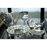 Quantity of silver plated items including coffee pot, dishes, goblet etc. P&P Group 2 (£18+VAT for