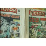 Seventy nine Victor comics in good condition, 1962-1973, only three doubles, and three Victor