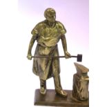 Cast brass metal worker figure with anvil, H: 20 cm. P&P Group 3 (£25+VAT for the first lot and £5+