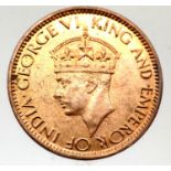 1945 - Ceylon - Uncirculated one Cent piece. P&P Group 1 (£14+VAT for the first lot and £1+VAT for