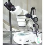 Binocular microscope, un-named. P&P Group 3 (£25+VAT for the first lot and £5+VAT for subsequent