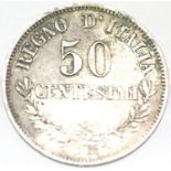 1863 Italian 50 Centimisi. P&P Group 1 (£14+VAT for the first lot and £1+VAT for subsequent lots)