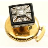 Presumed high carat gold diamond set stud, 2.3g. P&P Group 1 (£14+VAT for the first lot and £1+VAT