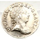 1763 - Silver Threepence of King George III. P&P Group 1 (£14+VAT for the first lot and £1+VAT for