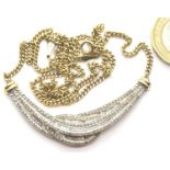 Silver gilt diamond set necklace, 13g. P&P Group 1 (£14+VAT for the first lot and £1+VAT for