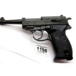 WWII P38 9mm replica handgun by Denix of Spain. P&P Group 2 (£18+VAT for the first lot and £3+VAT