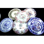 Mixed plates including early Davenport and Spode, all in good order. P&P Group 3 (£25+VAT for the