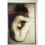 Contemporary framed print of a nude, 36 x 28 cm. Not available for in-house P&P