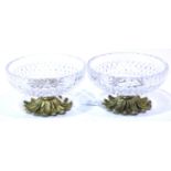Pair of matching 19thC cut glass ormolu bon bon dishes, D: 10 cm. P&P Group 2 (£18+VAT for the first