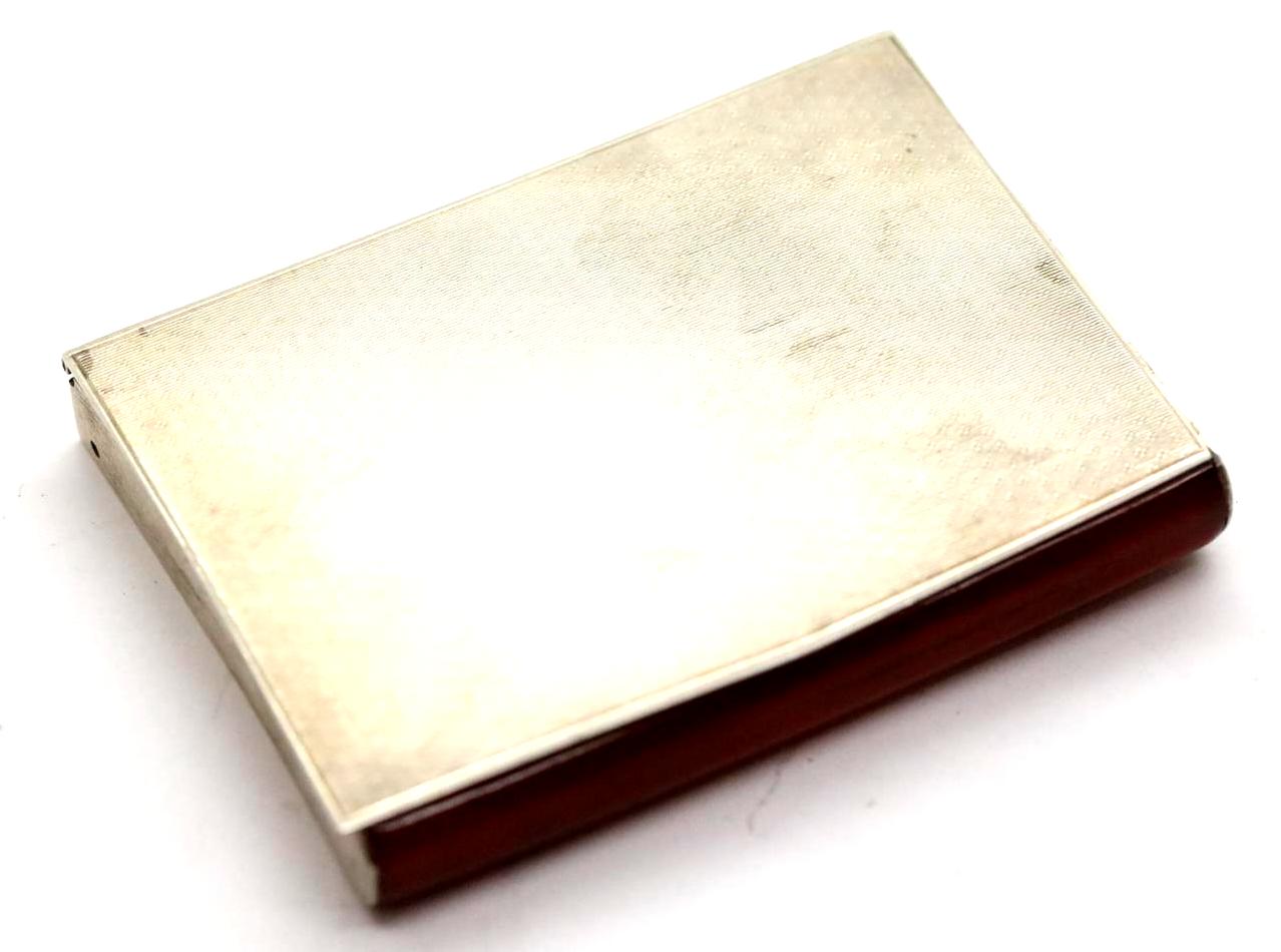Art Deco 925 silver and red celluloid card case, import marks for 1928. P&P Group 1 (£14+VAT for the