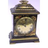 Chinoiserie decorated bracket clock with French movement, H: 19 cm, working at lotting. P&P Group
