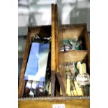 Oak cased canteen of assorted cutlery. P&P Group 3 (£25+VAT for the first lot and £5+VAT for